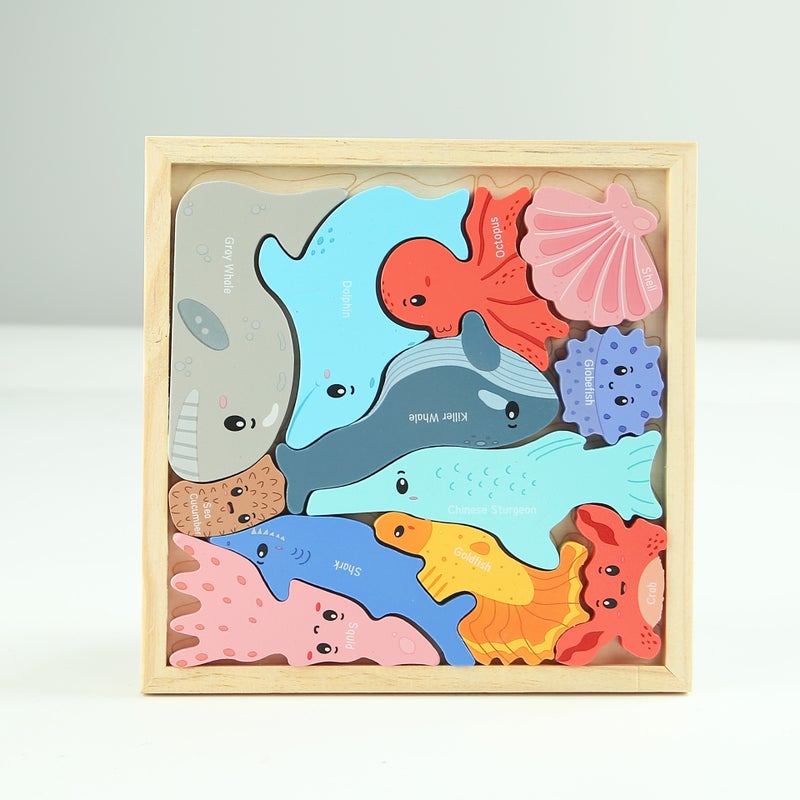 Animal Vegetable Fruit Wooden Three-Dimensional Puzzle Boys And Girls Cognitive Puzzle Children'S Early Education Educational Toys - Image 1